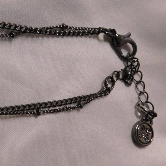 Pendant Necklace Blue/Green Stone Double Strand - Picture 5 of 6